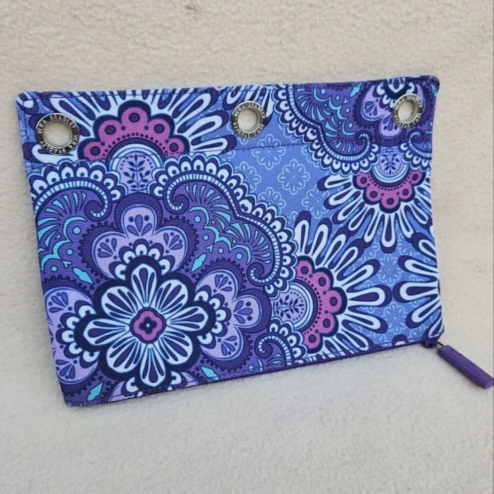 NWOT Vera Bradley Purple 3 Ring Binder Zipper Pouch Bag